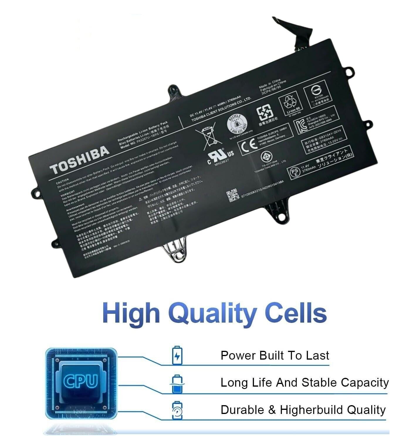 New Genuine PA5267U-1BRS Battery for Toshiba Portege X20W X20W-D-10Q X20W-E