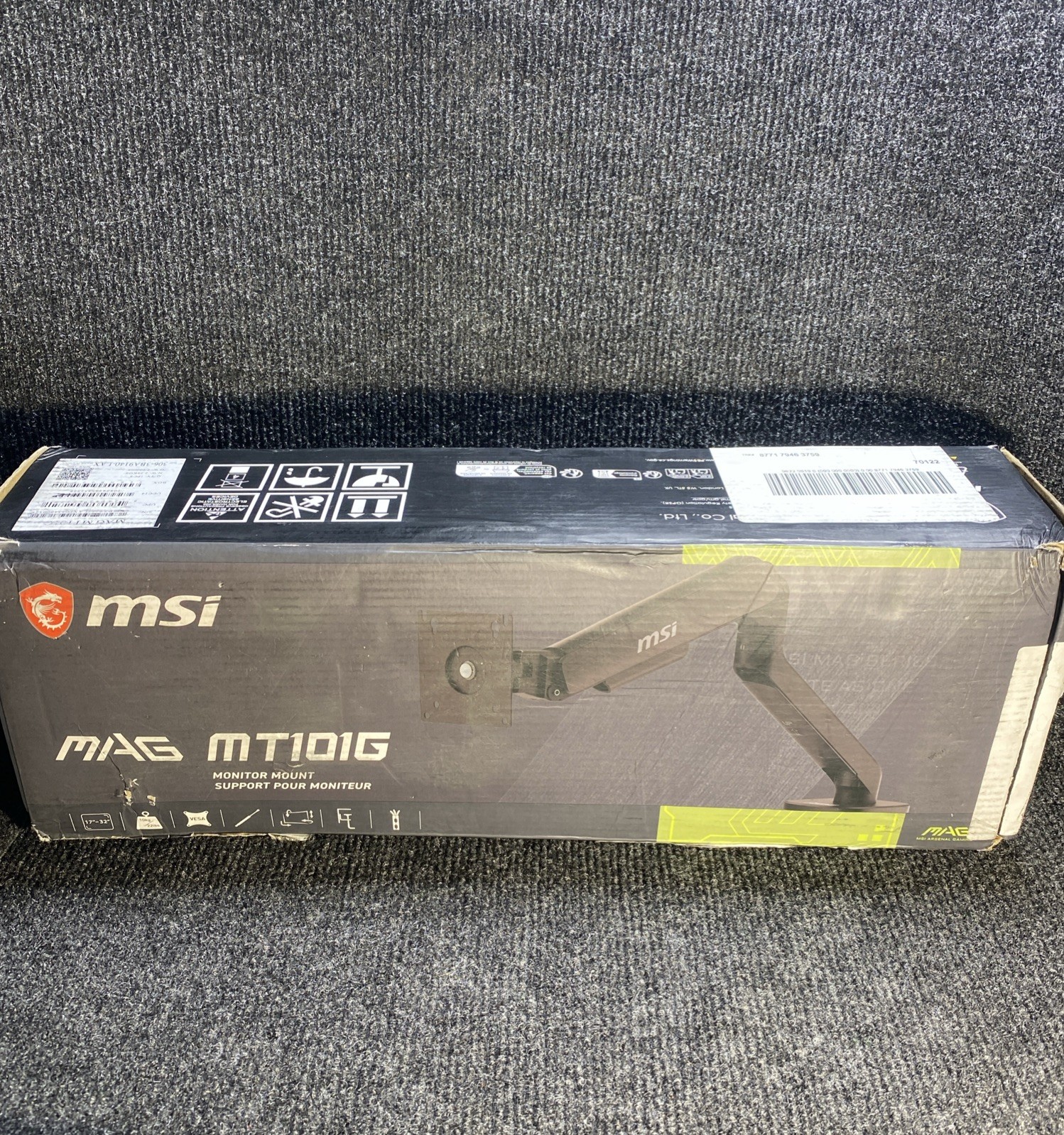 MSI MAG MT101G Gas Spring Single Monitor Stand Arm - 17 to 32" and 22lbs VESA