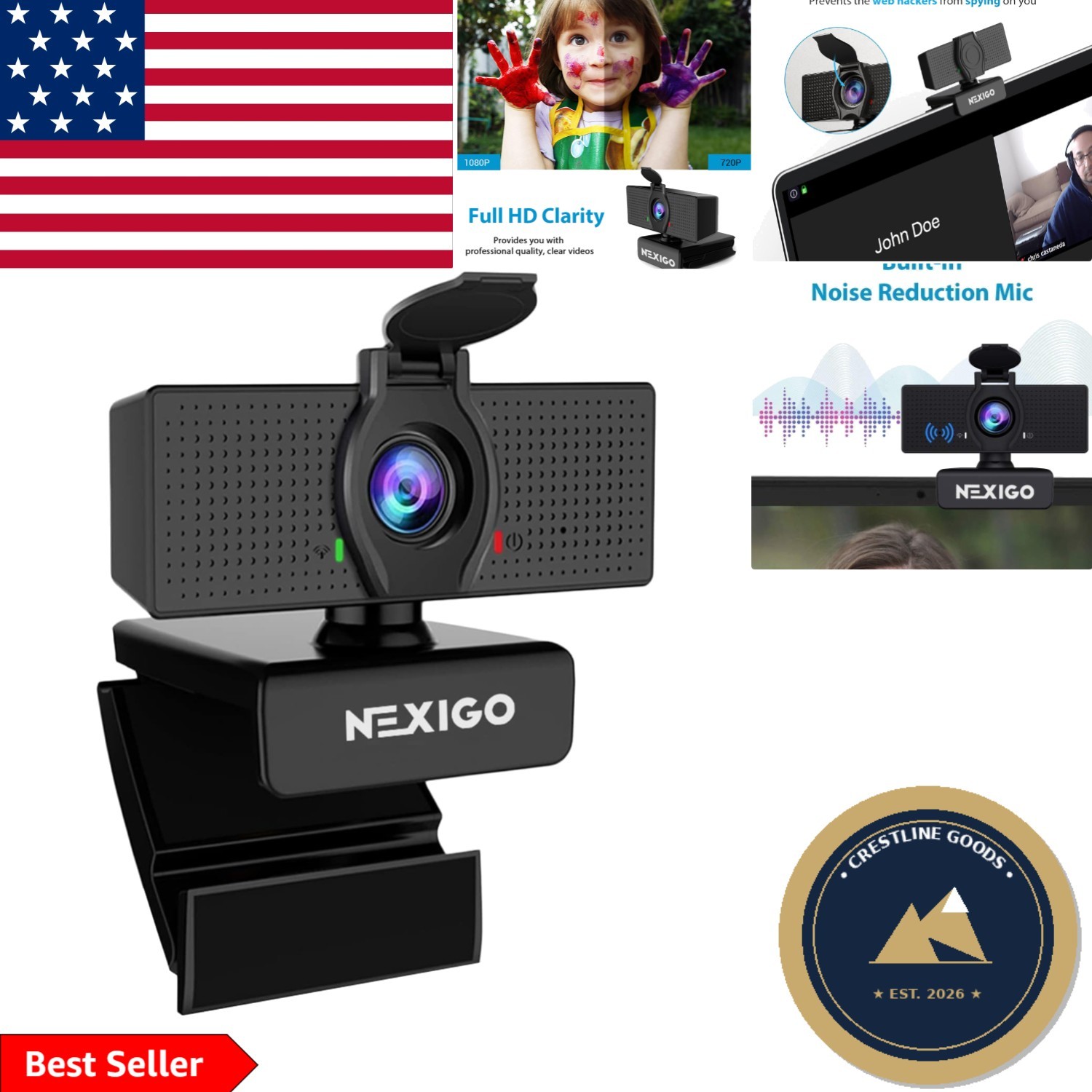 Versatile N60 Webcam: 1080P HD Video, Noise-Canceling Mic & Privacy Protection