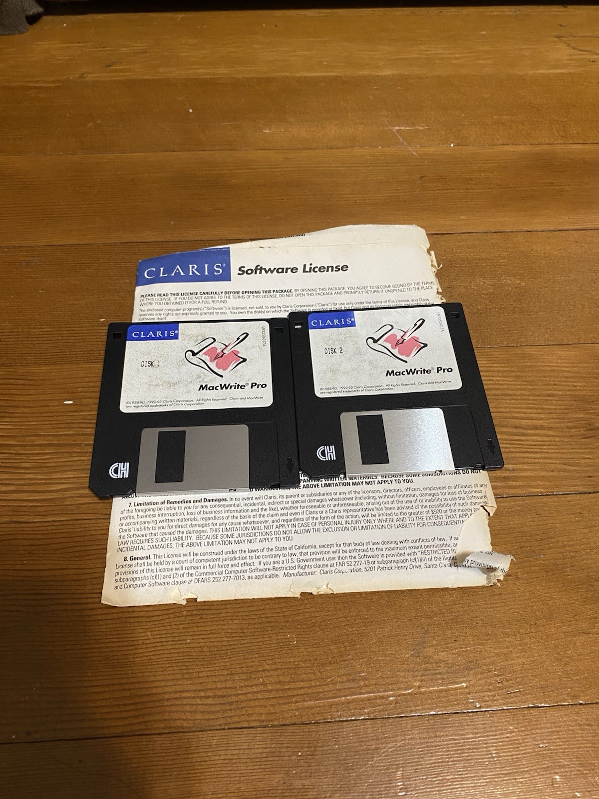 Vintage CLARIS MacWrite Pro Set Of 2 Floppy Software Mac 1993