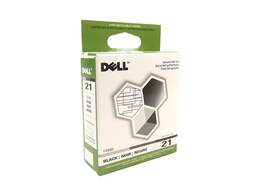 NEW Dell Printer Ink Black 21 Genuine Sealed Box Y498D V313 V313W P513W V515W 