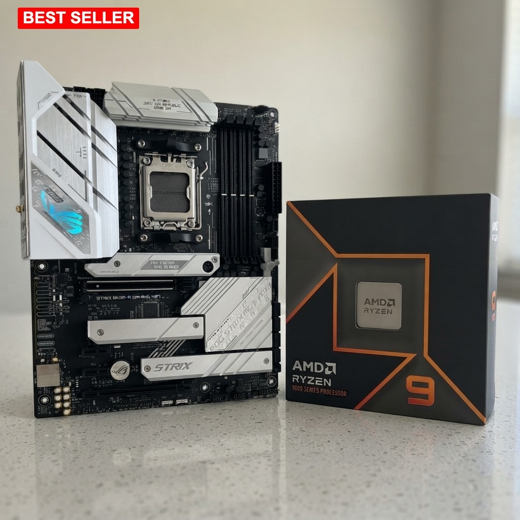 MICRO CENTER AMD 9900X Processor with ASUS ROG Strix B650A WiFi Motherboard