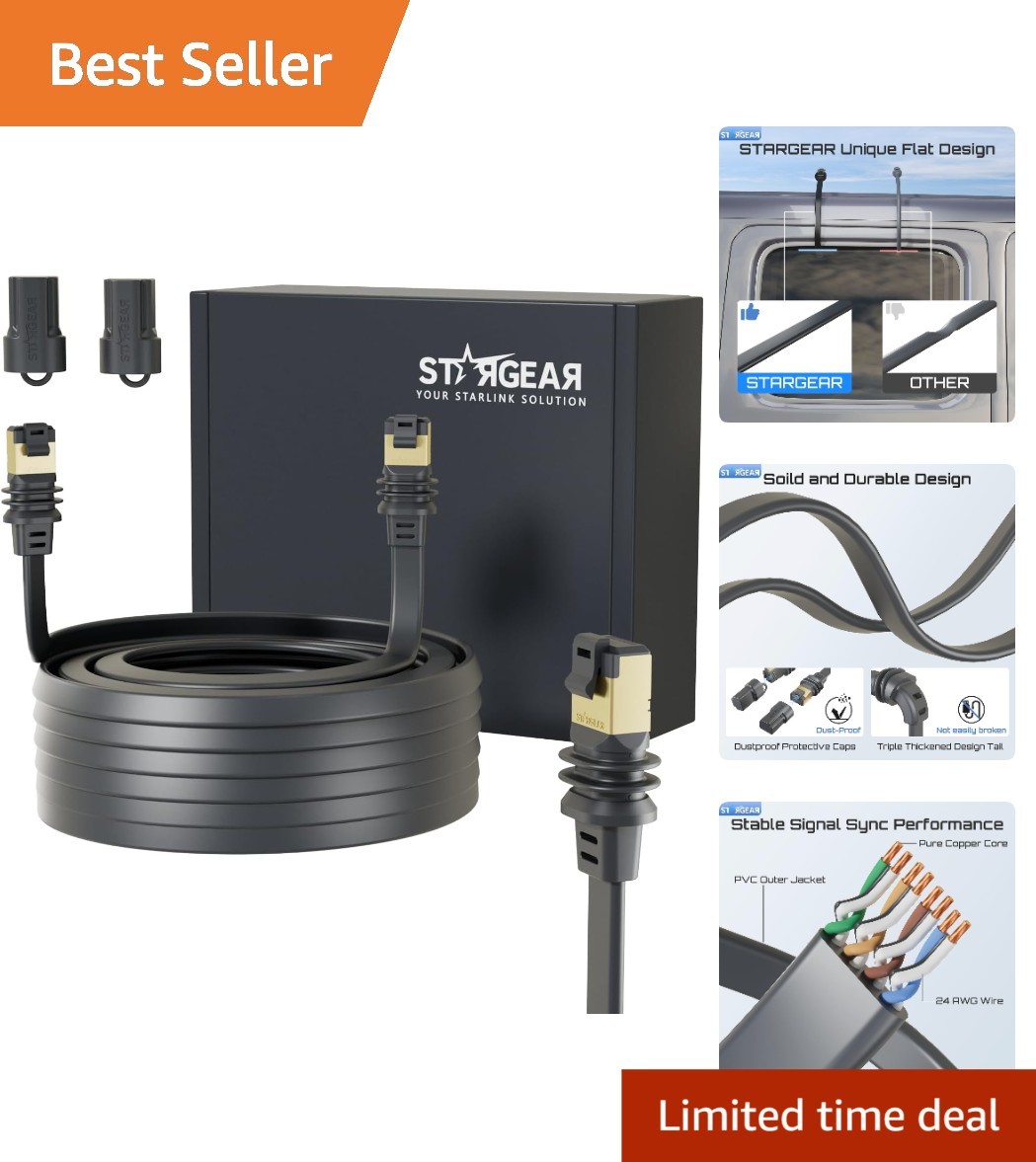 32.8FT Starlink Flat Cable - Seamless Internet for Gen 3 & Mini Devices
