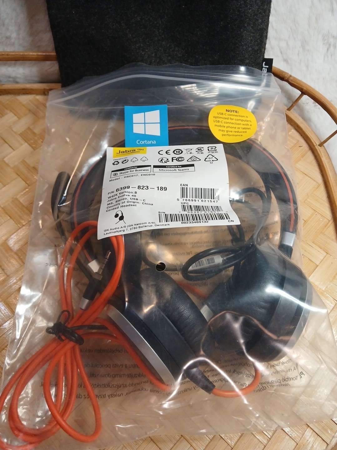 Jabra Evolve 40 Stereo Headset + Controller MS Teams HSC017 + ENC010