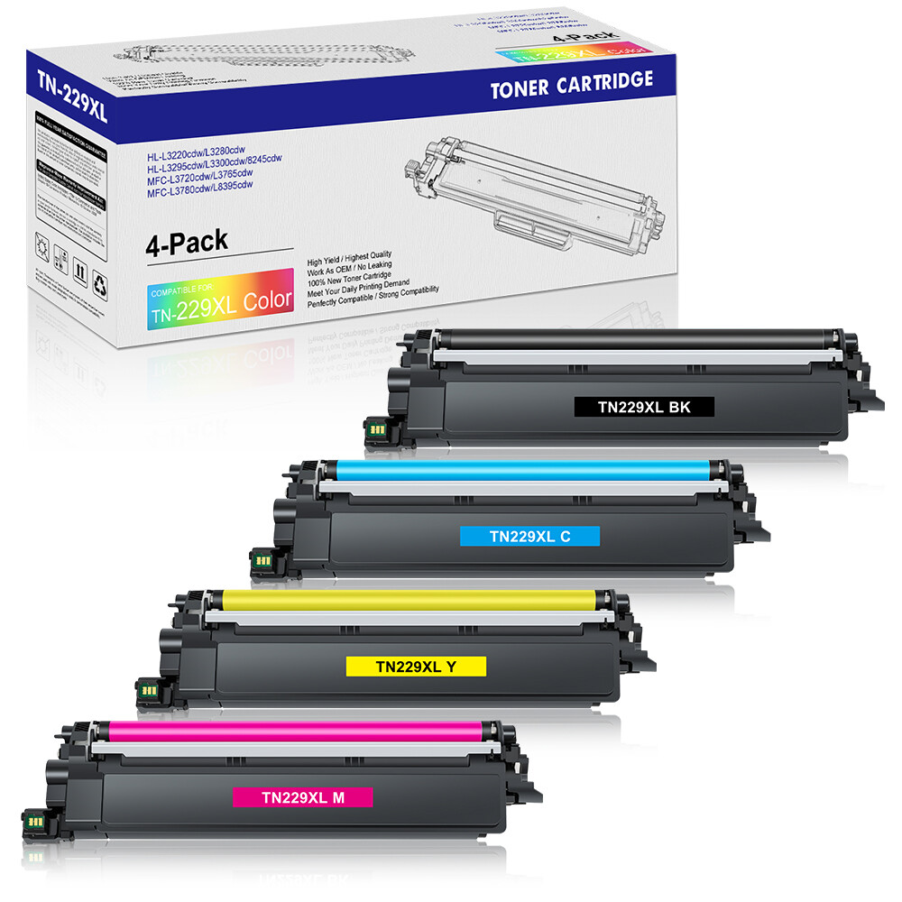 4PK TN229XL TN229 Toner Cartridge For Brother HL-L3280CDW MFC-L3780CDW L8395cdw