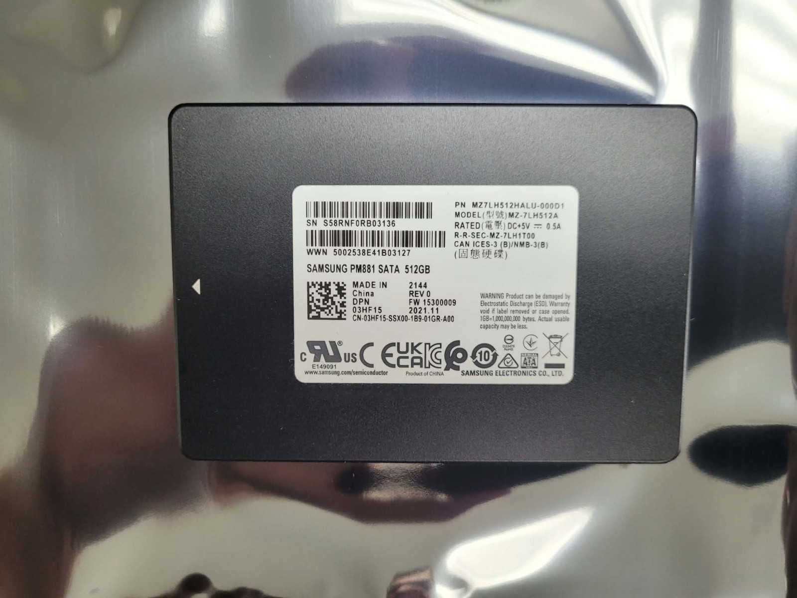 Samsung PM881 512Gb SATA 3 2.5in Solid State Drive SSD MZ-7LH512A Tested/Wiped