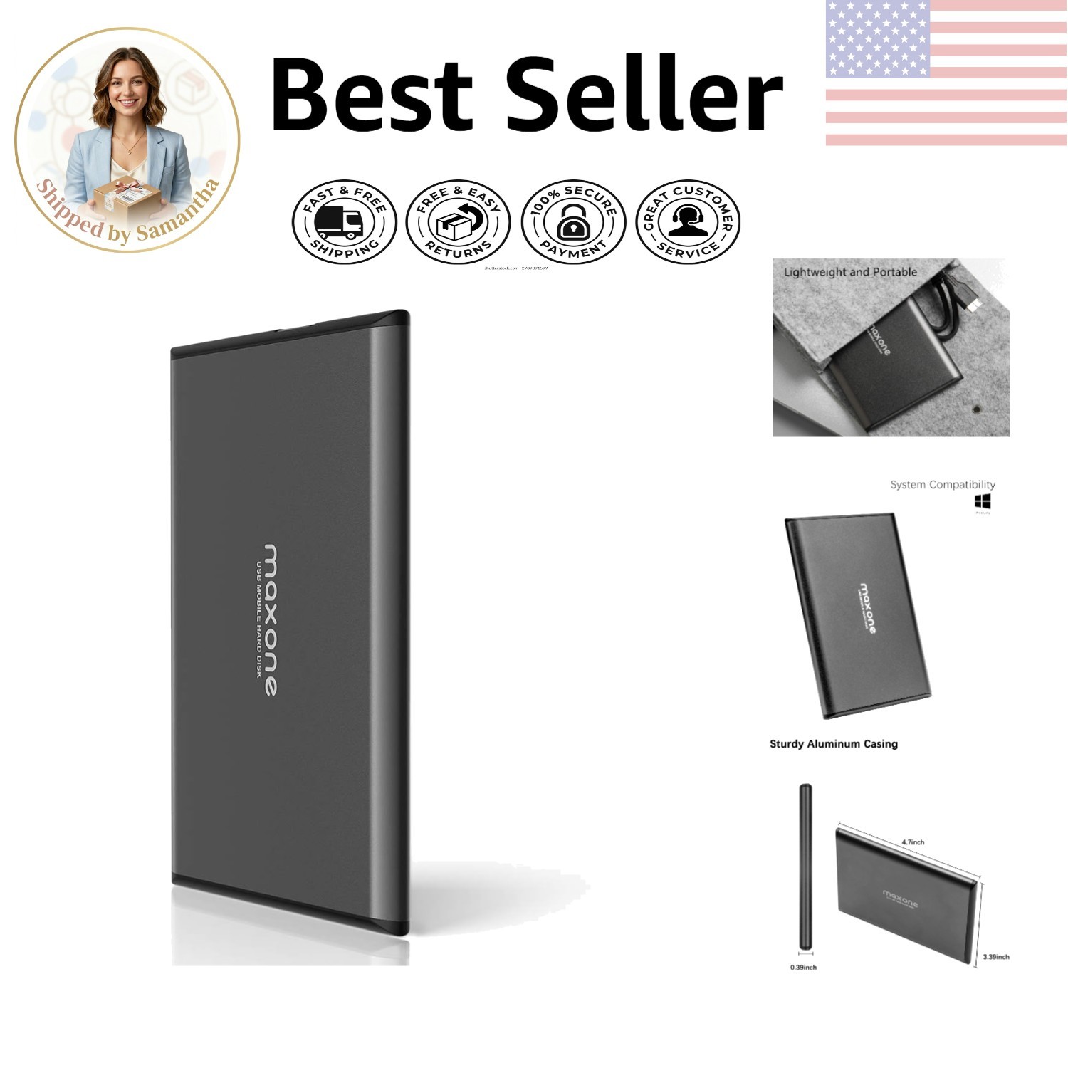 320GB Ultra Slim External Hard Drive - Quick Transfer Speed & USB 3.0 Connection