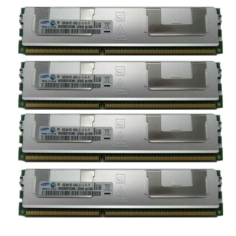 Samsung 4x16GB 4Rx4 PC3-8500R DDR3 1066Mhz 240Pin DIMM ECC SERVER Memory RAM）