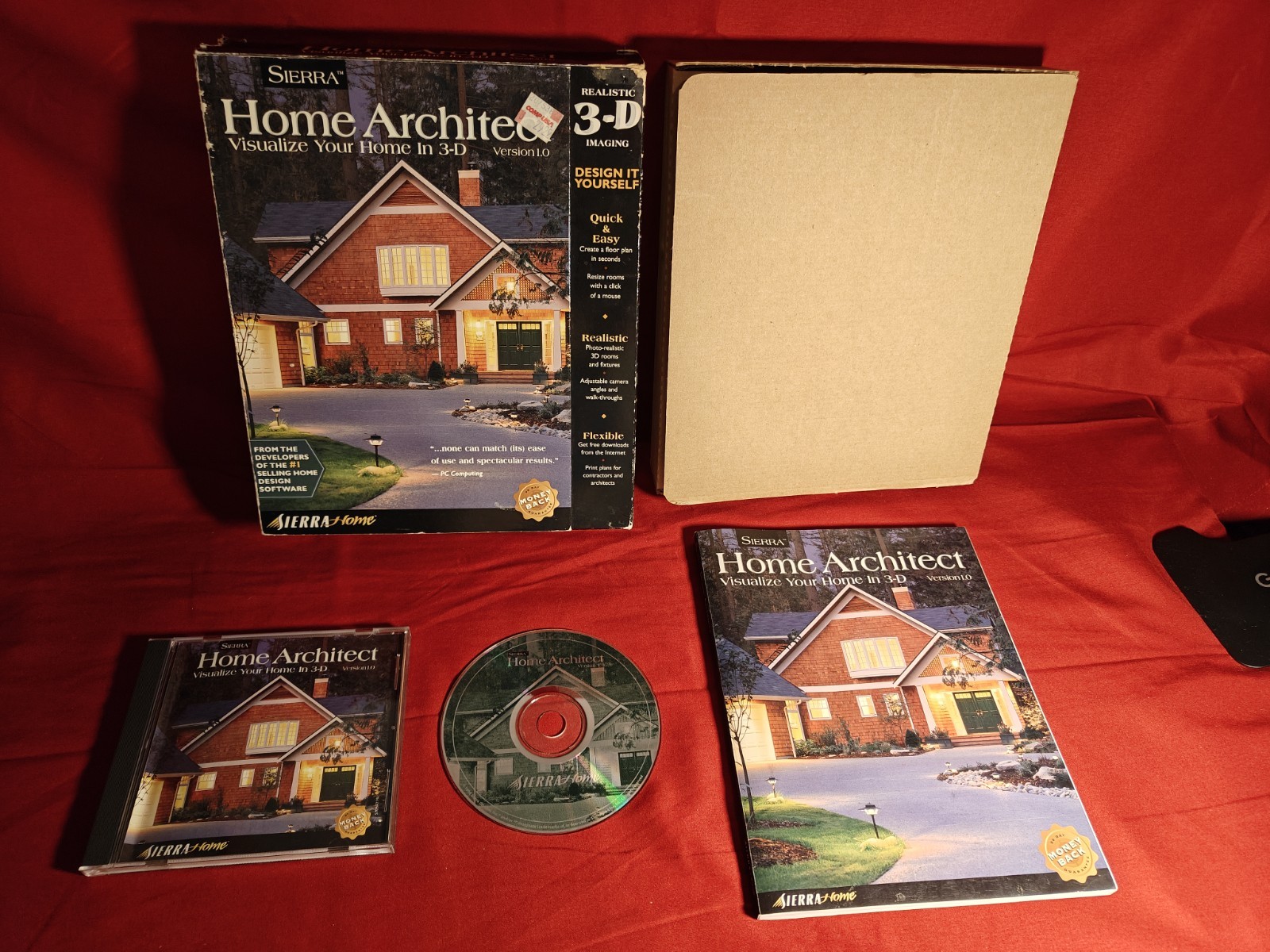 Vintage Sierra Home Architect Visualize In 3-D 1.0 1998 CD Rom Big Box Manual