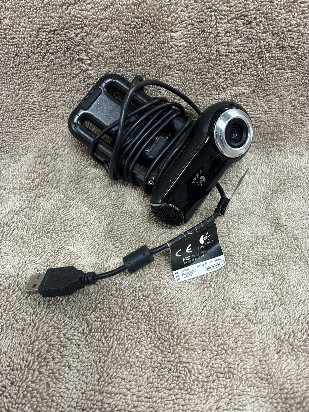 Logitech QuickCam Pro 9000 Webcam V-UBM46 USB Camera With Mic Carl Zeiss 2MP