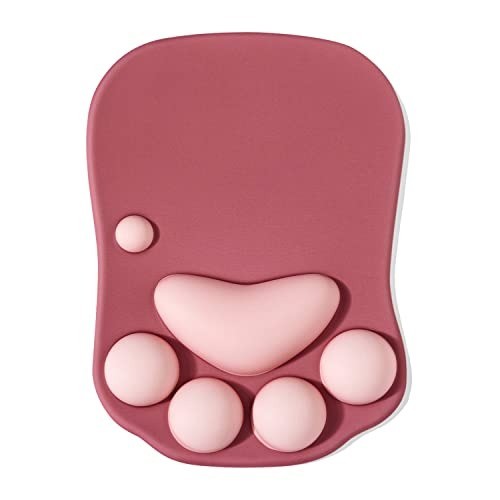 Stylish Round Cat Paw Mouse Pad - Ergonomic, Non-Slip with Wrist Rest Comfort