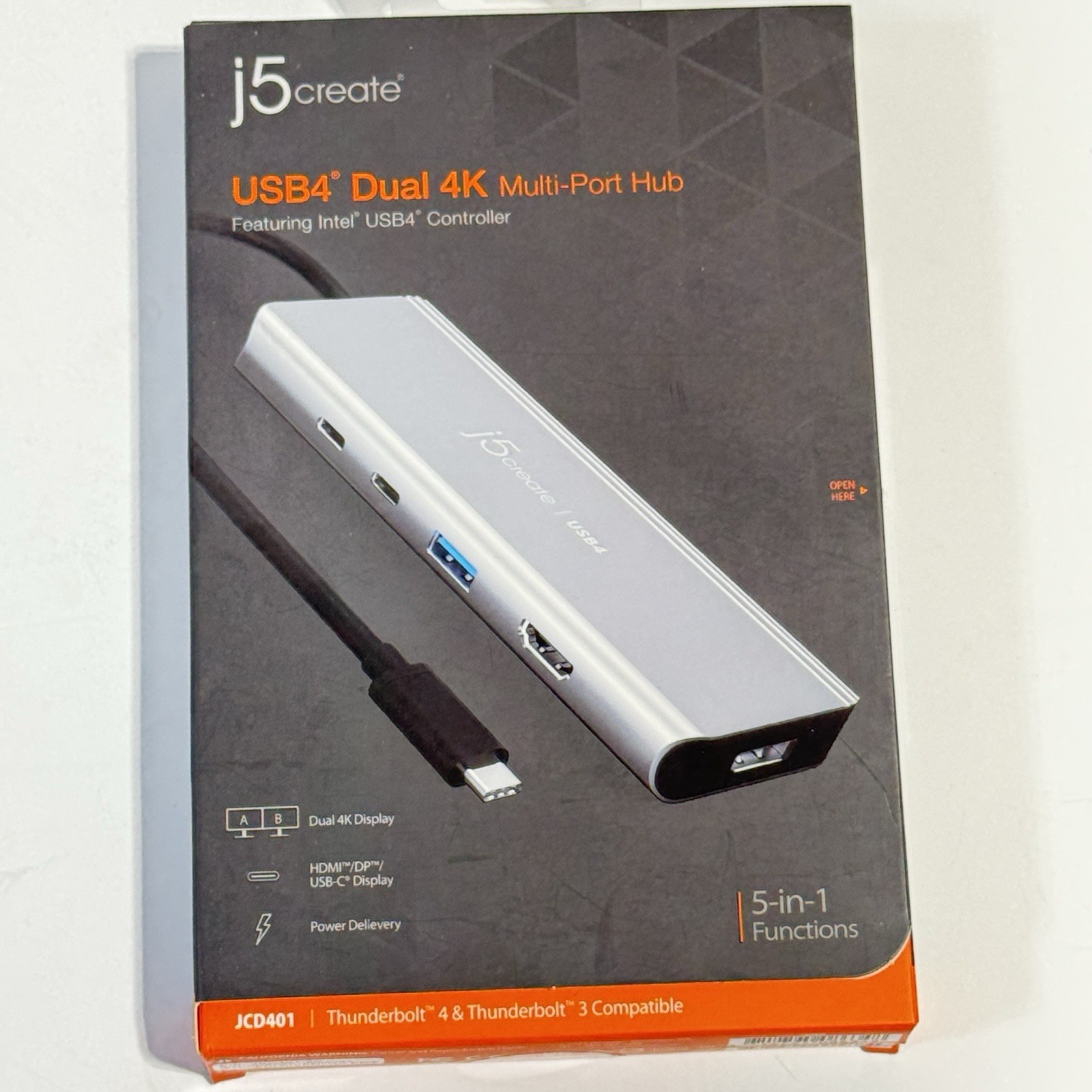 Genuine j5Create JCD401 USB4 Dual 4K Multi-Port 5-in-1 Hub