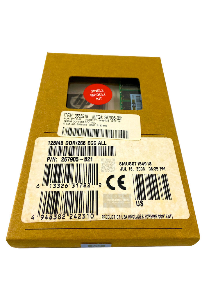 267905-B21 I GENUINE HP 128MB DDR SDRAM Memory Module BRAND NEW