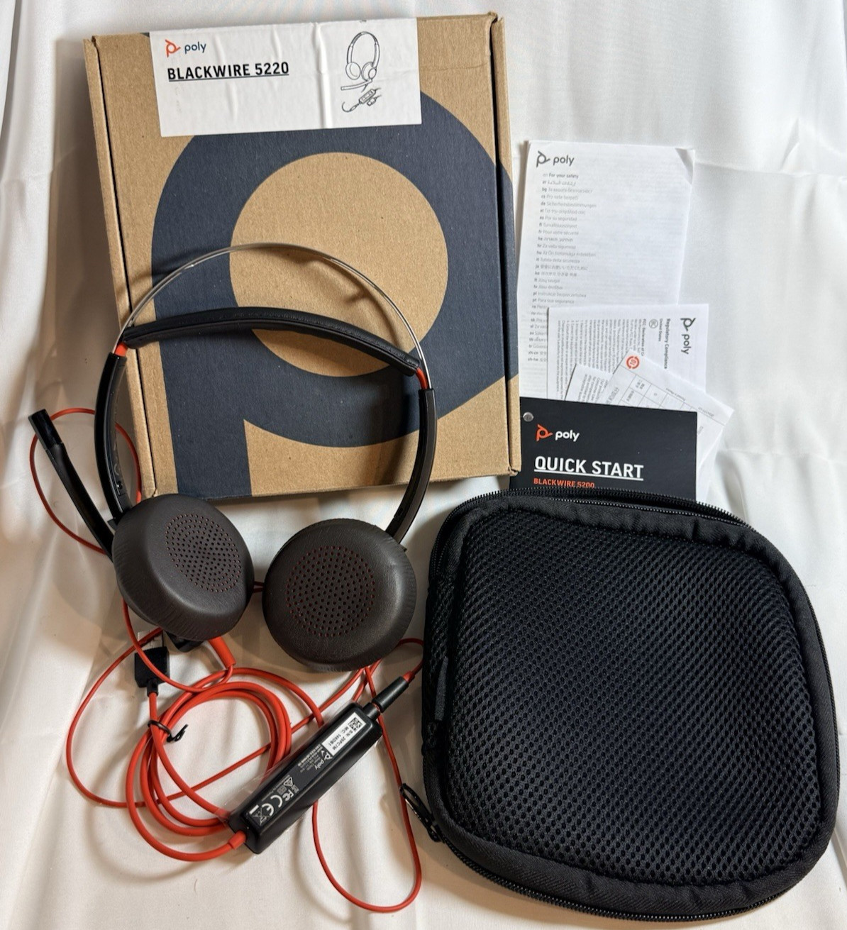 Poly Blackwire C5220T Headset Black Red USB-A Wired Noise Canceling Excellent