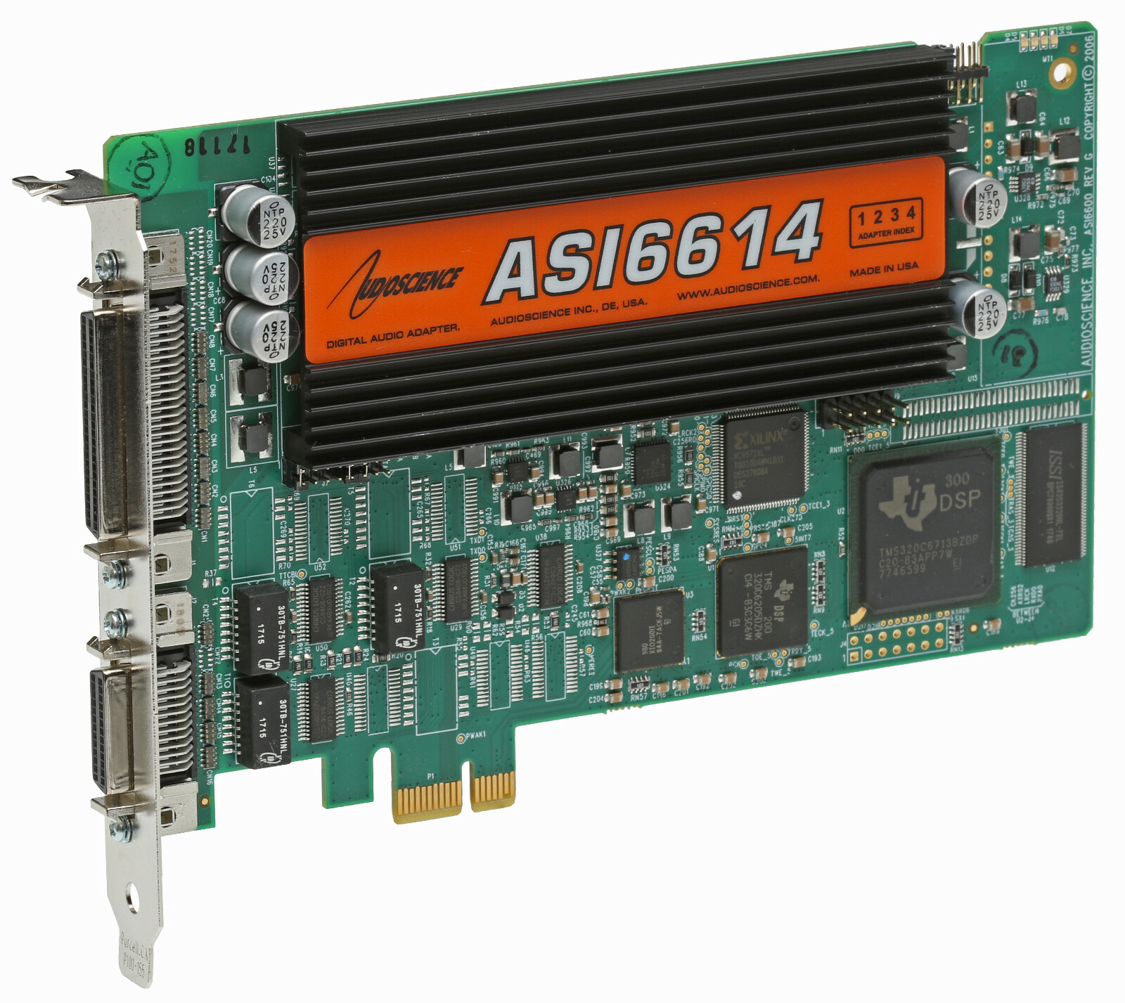 AudioScience ASI6614 Broadcast Multichannel PCIe AES Digital Sound Card Balanced