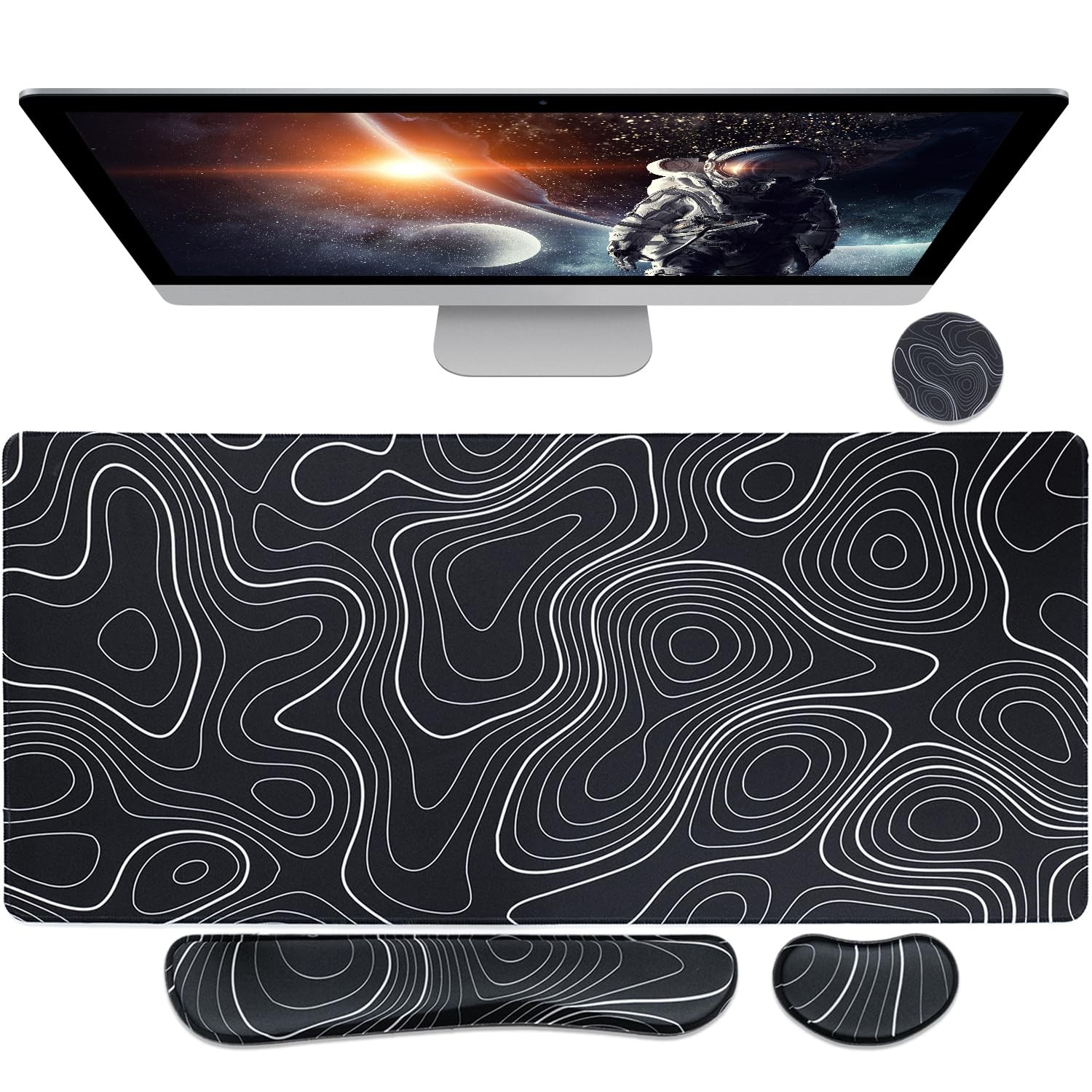 Bloss Large Gaming Mouse Pad XL Desk Mat, 4-in-1 Mouse Pad with Wrist Rest, L...