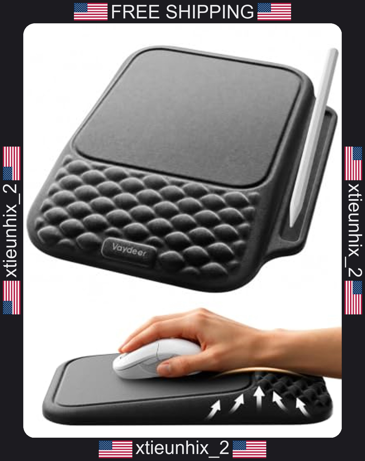 Ergonomic Mouse Pad with Wrist Rest and Storage Slot for Office and Gaming