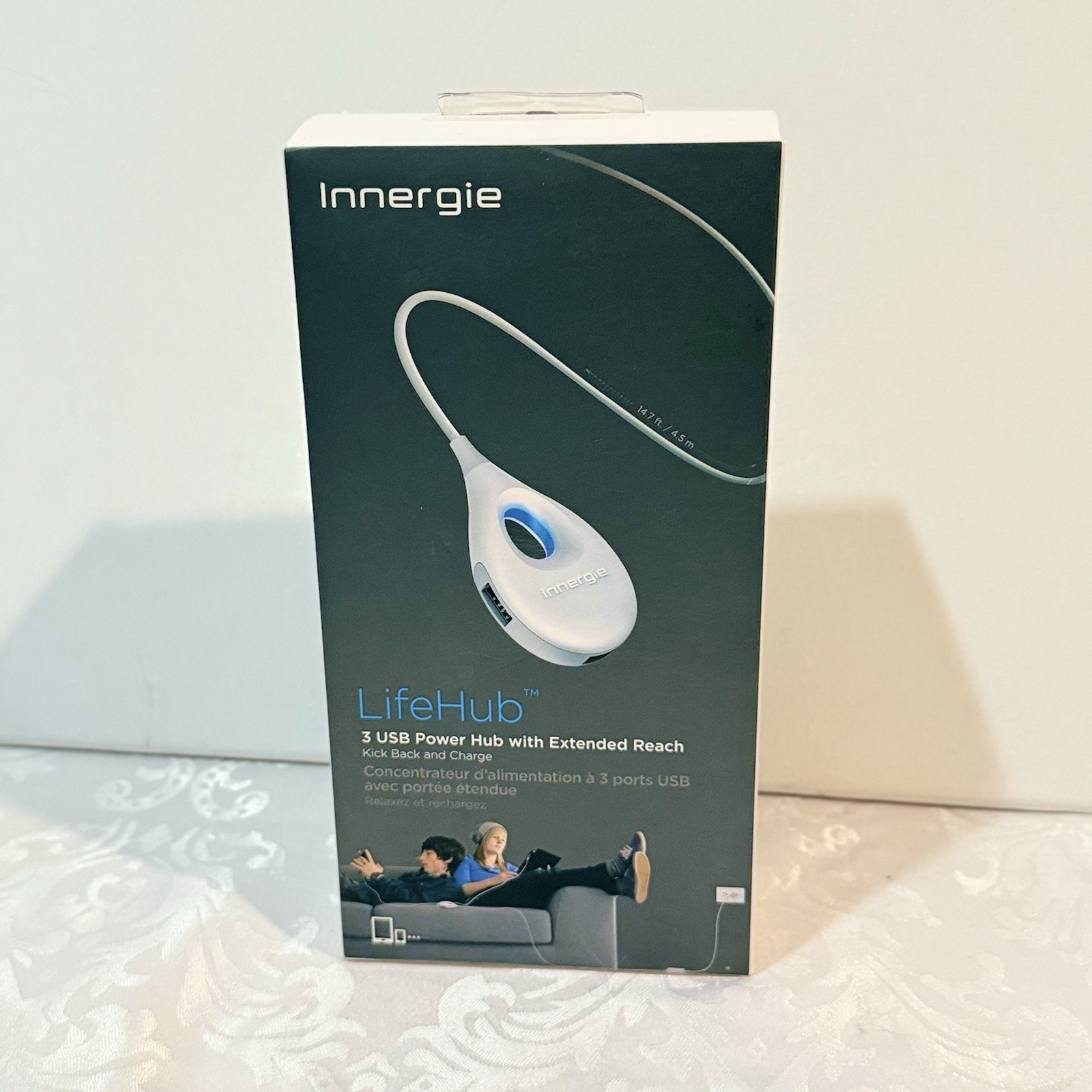INNERGIE LifeHub 3 USB Power Hub with Extended Reach )*BRAND NEW Open Box