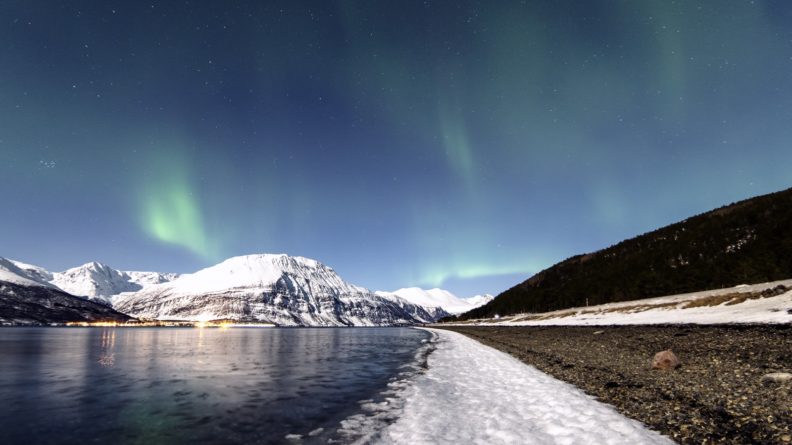 Landscape nature norway aurorae nordic Custom Gaming Mat Desk