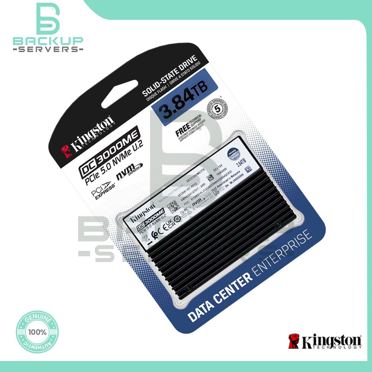 "NEW" SEDC3000ME/3T8 Kingston DC3000ME 3.84TB PCIe 5.0 x4 NVMe U.2 2.5" SSD