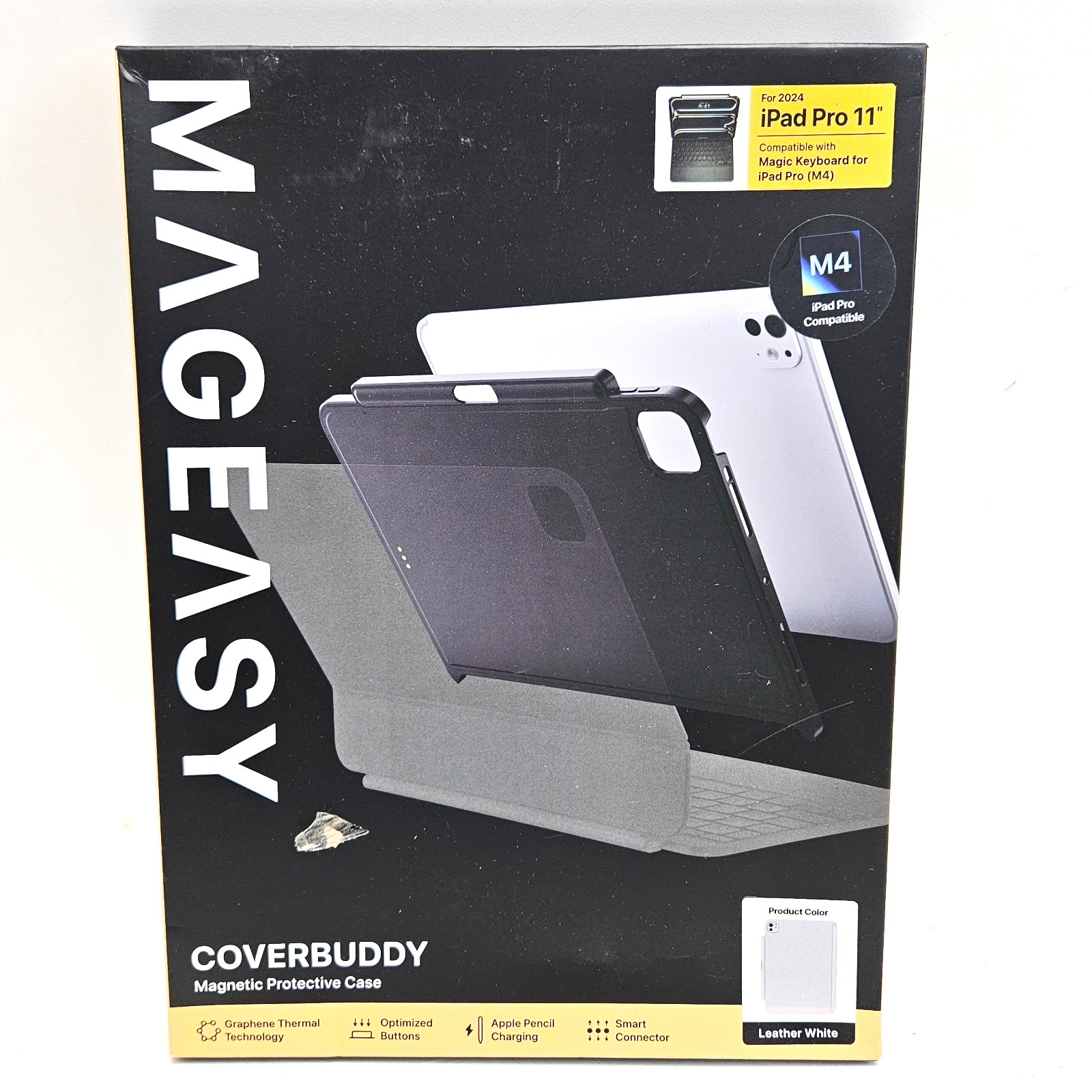 SWITCHEASY MagEasy CoverBuddy for iPad Pro 11" Case M4 2024 Leather White 5.0 BD