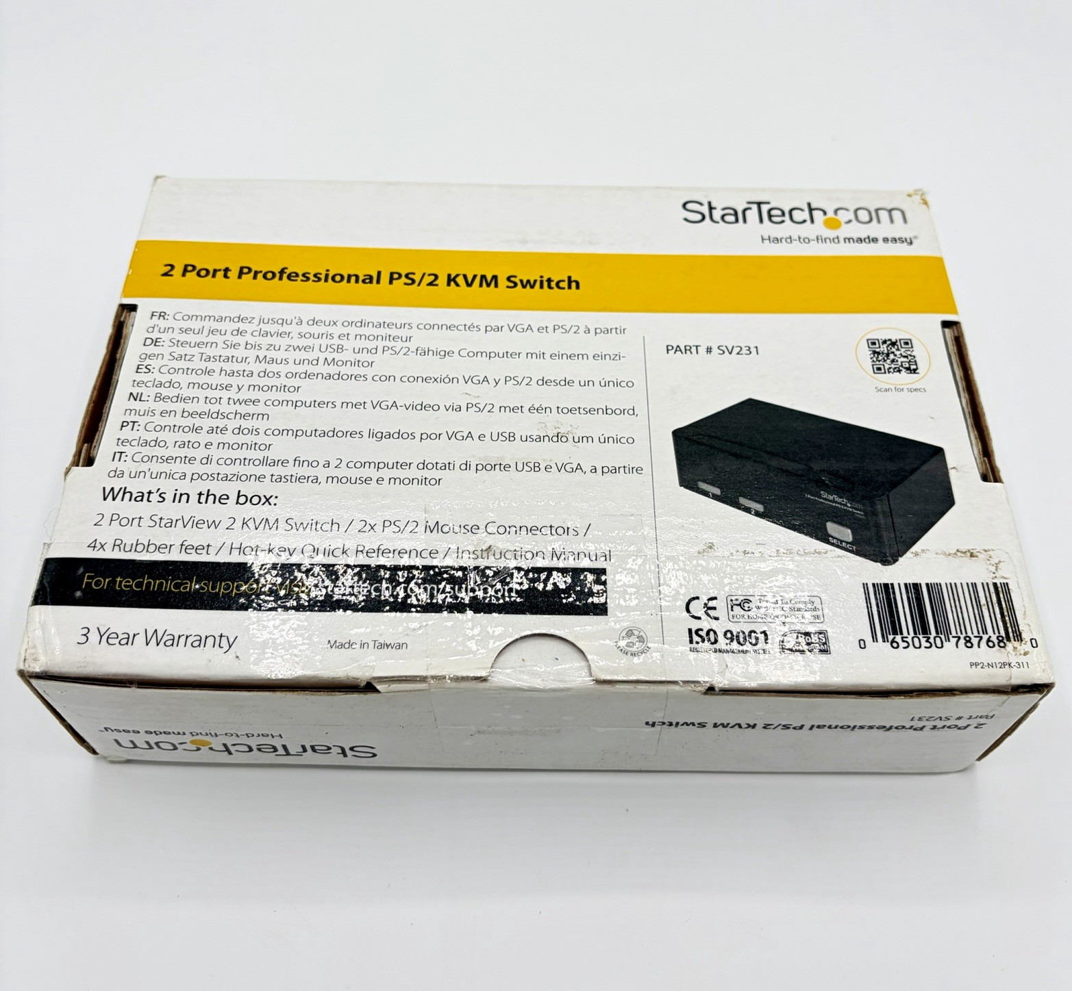 StarTech SV231 2-Port Professional PS/2 VGA KVM Switch Open Box