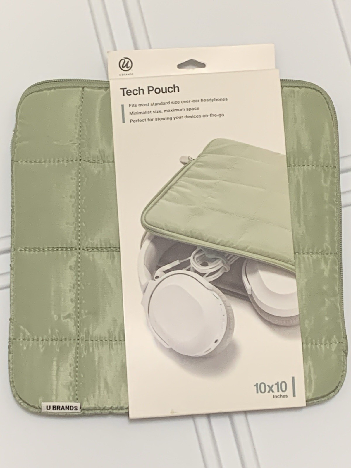 U Brands 10x10 Nylon Puffer Tech Pouch In Matcha Green New