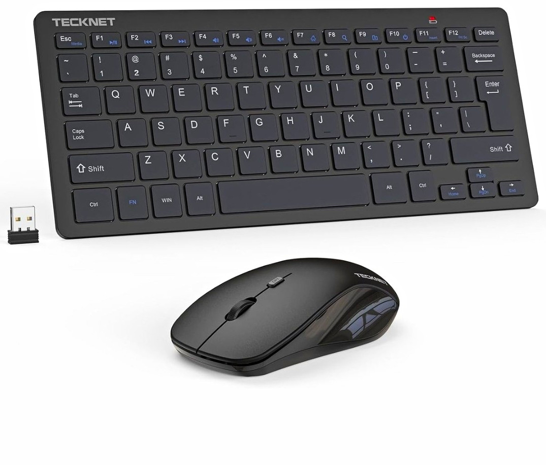 TeckNet TK-C005 Wireless Slim Keyboard & Mouse Combo USB Receiver Black "2x1"