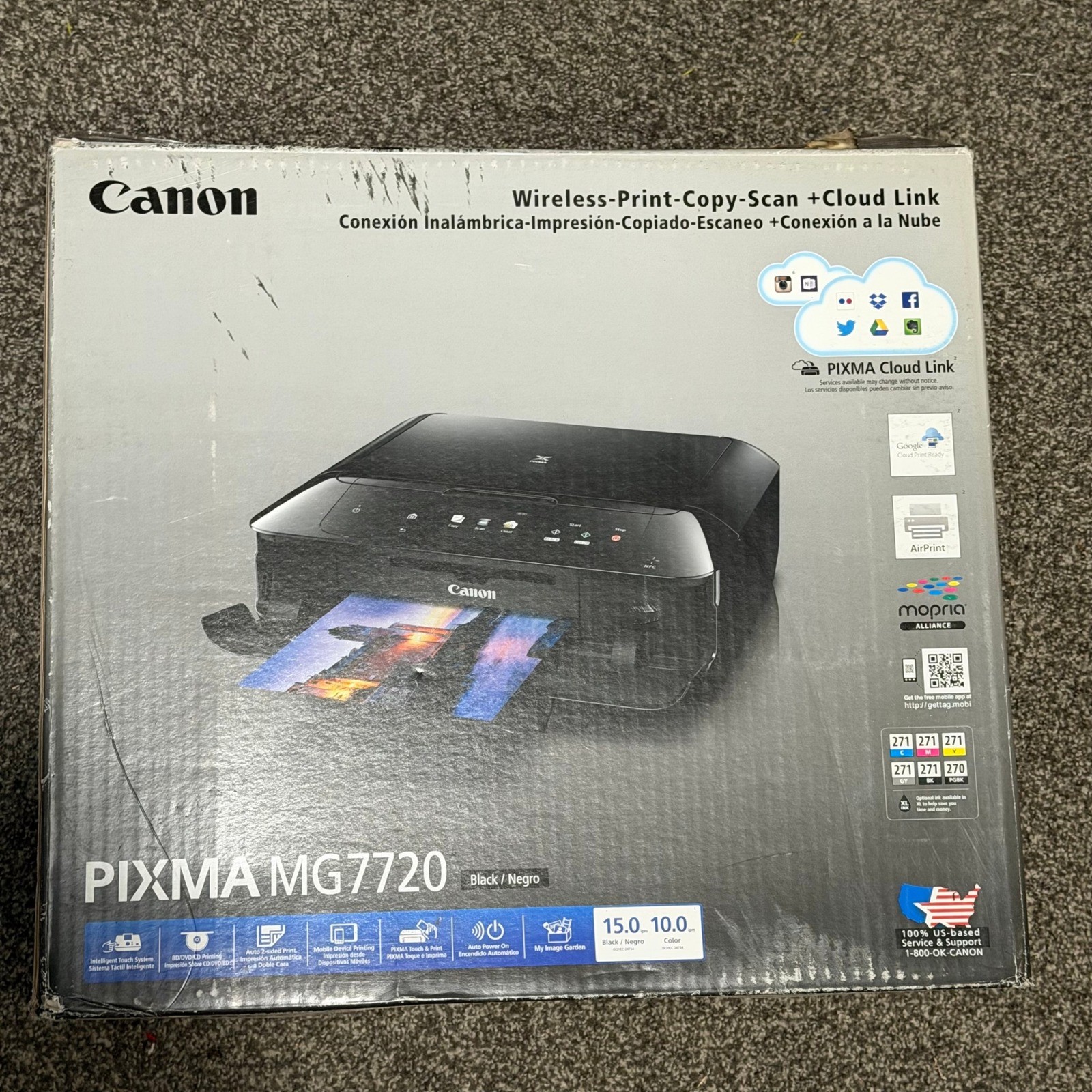 Canon PIXMA MG7720 Printer Black Wireless All-In-One Inkjet Photo Scan Copy