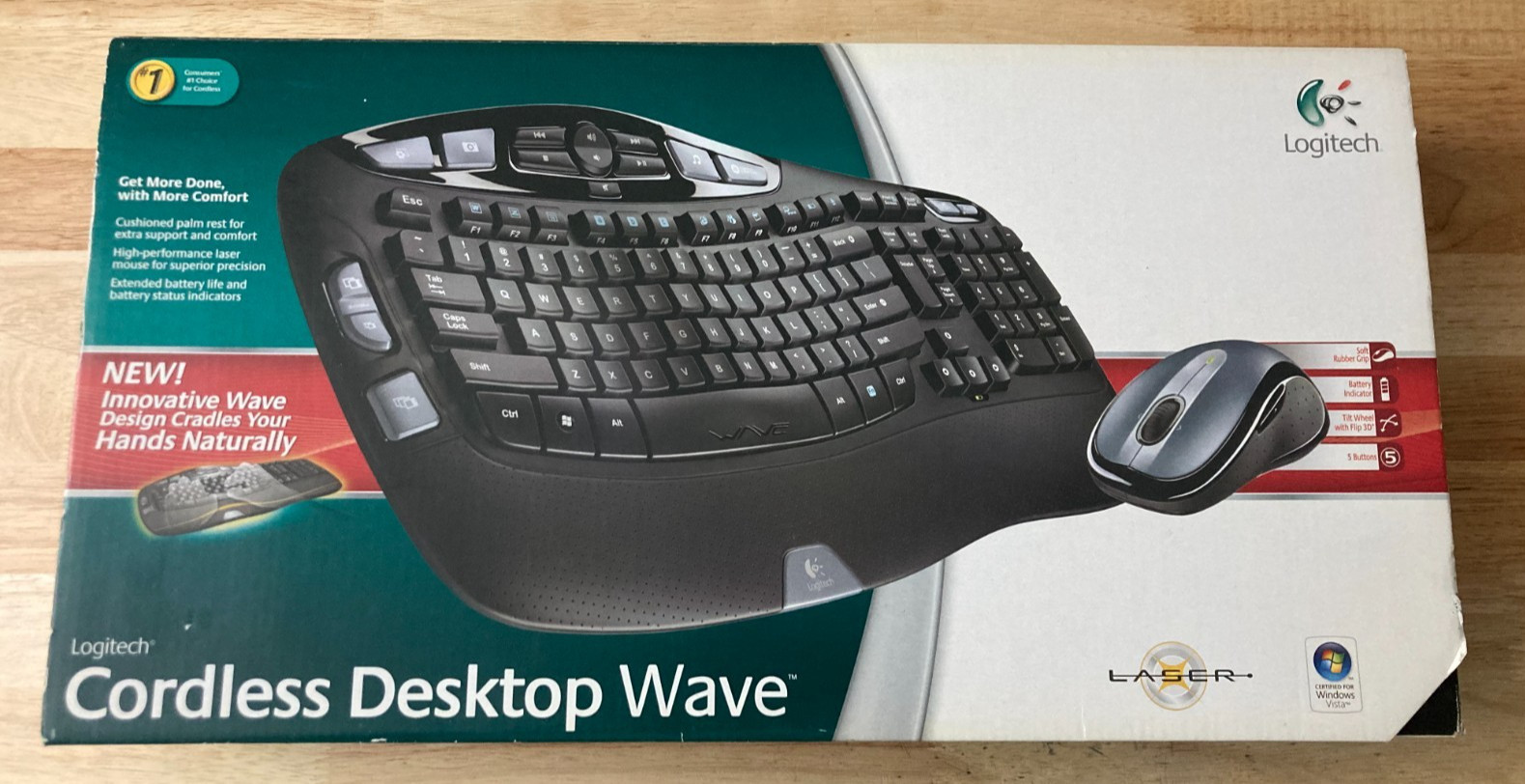 Logitech Cordless Desktop Wave Wireless Mouse & Keyboard 920-001446 (Sealed)