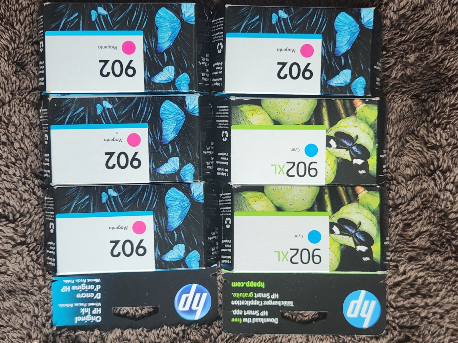 Genuine HP 902 902XL Ink Lot - 4 Magenta 2 Cyan XL - OEM HP