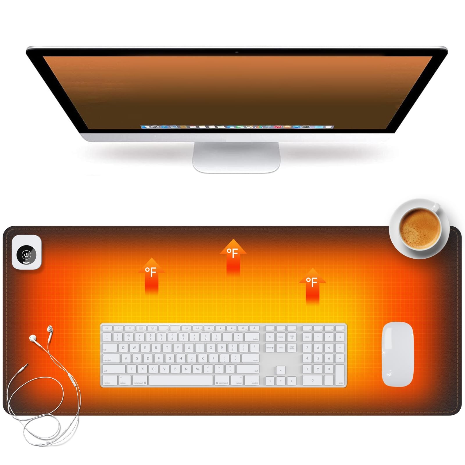 Heated Desk Pad Mouse Pad - Heated Desk Mat - Warm Desk Pad - 3 Levels Heating &