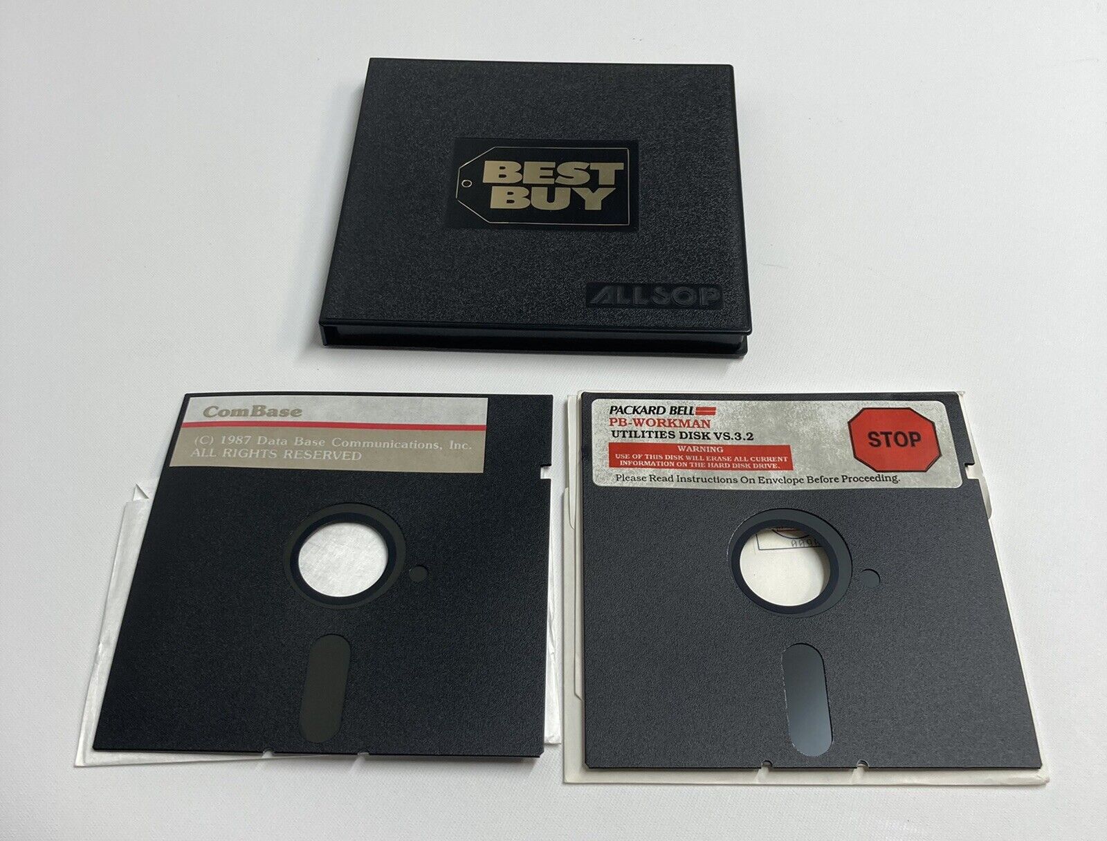Vintage Best Buy Allsop 5.25” Floppy Disk Case Holder with 2 Floppy Disks