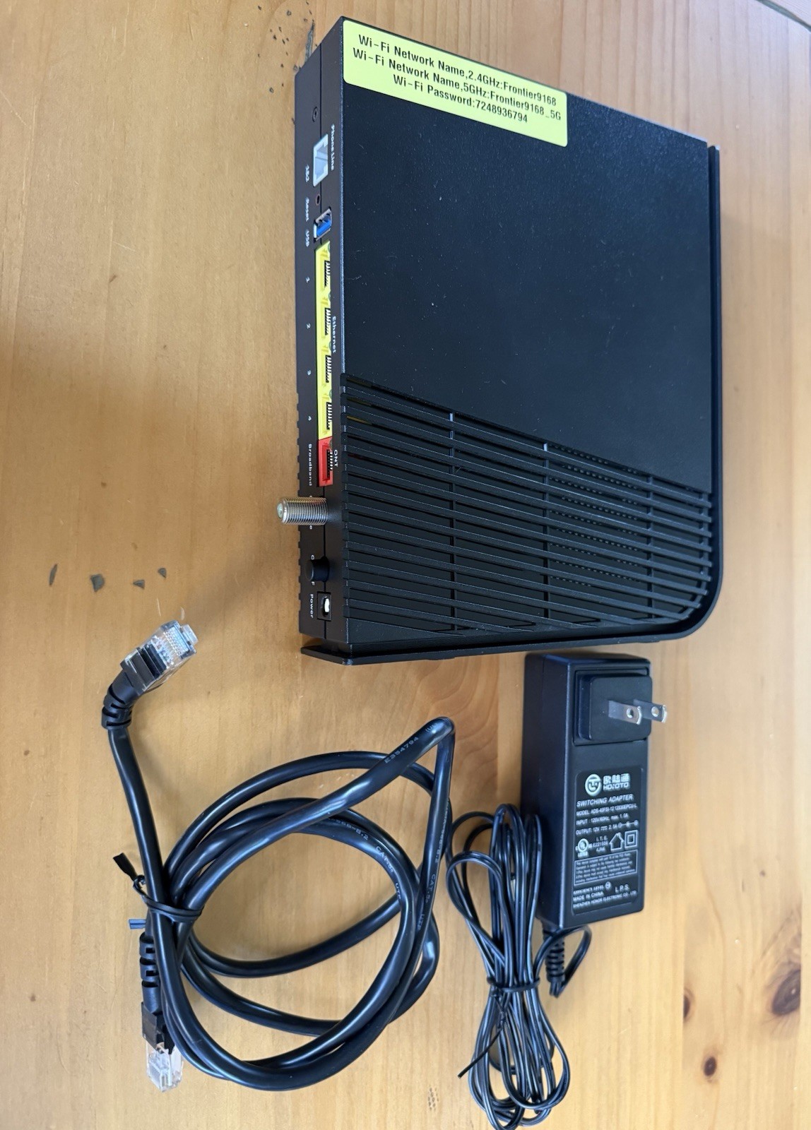 Arris Frontier Ethernet Gateway Wi-Fi Modem Router NVG468MQ with adapter