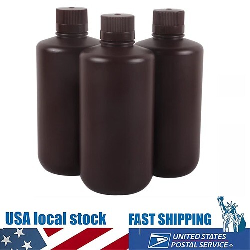 3Pcs 1L 1000ml Film Processing Chemical Storage Bottles Liquid Film Photo Brown