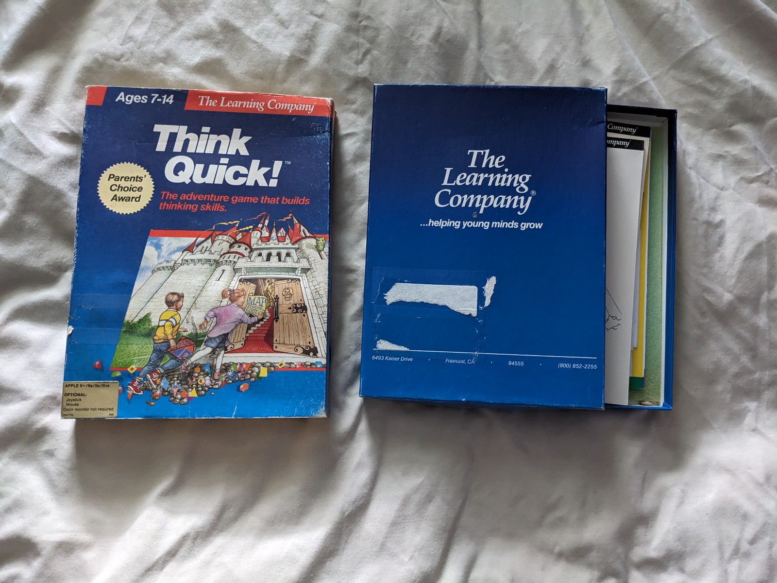 Think Quick Vintage Apple II Game The Learning Company Box w Disk & Manuals