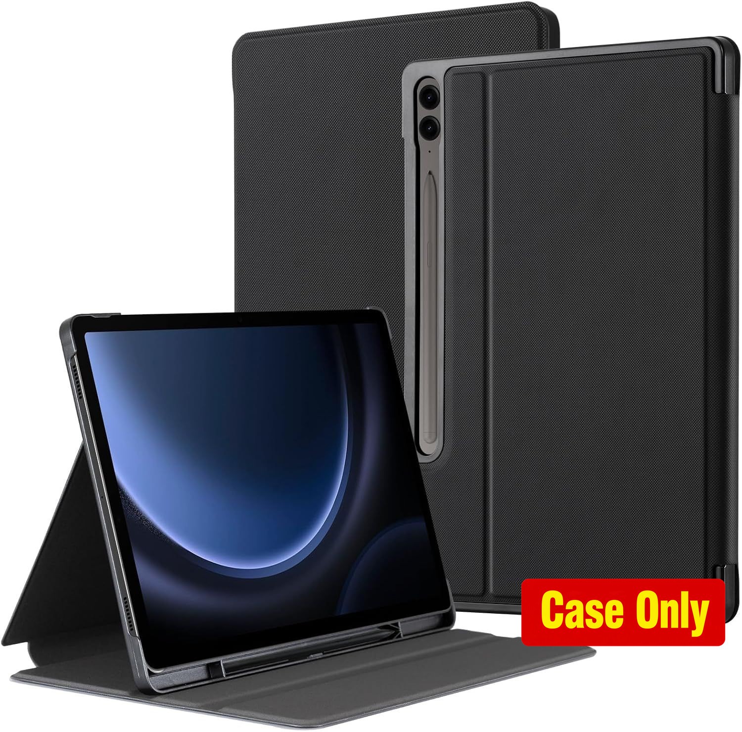 Slim Case for 12.4" Samsung Galaxy Tab S9 FE Plus 2023, Black, with S Pen Holder