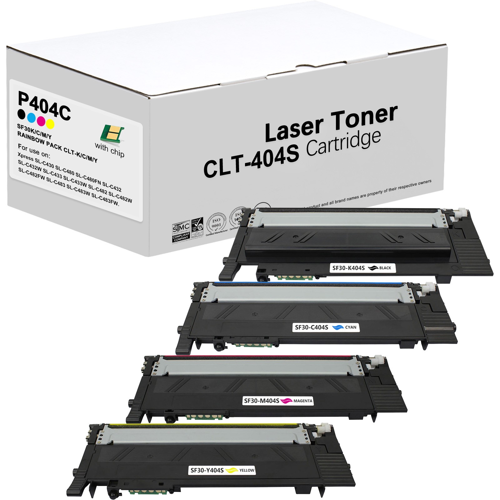 4-Pack CLT-404S Toner Compatible for Samsung CLT 404S Xpress C480 C430W SL-C430W