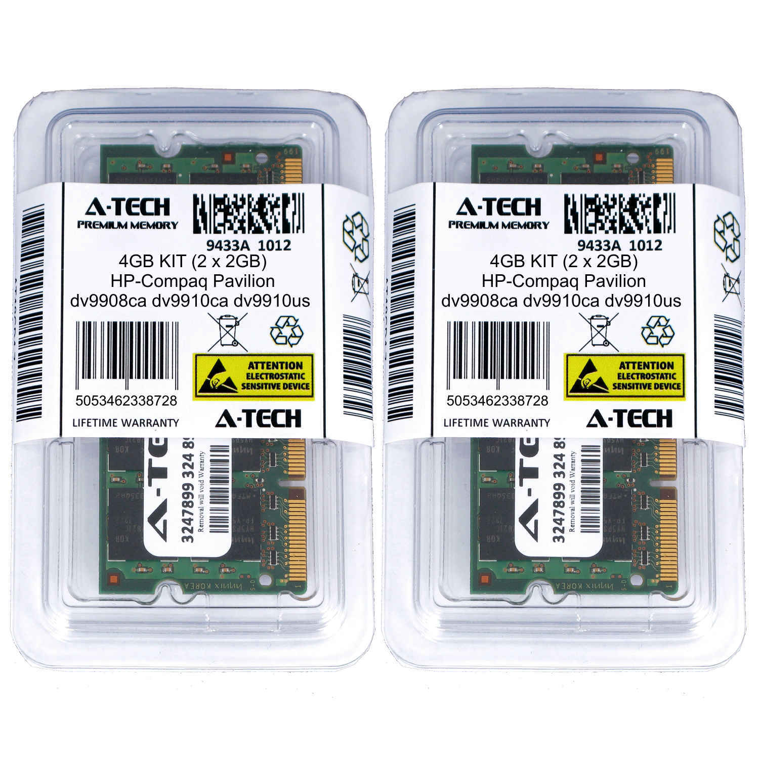 4GB KIT 2 x 2GB HP Compaq Pavilion dv9908ca dv9910ca dv9910us Ram Memory