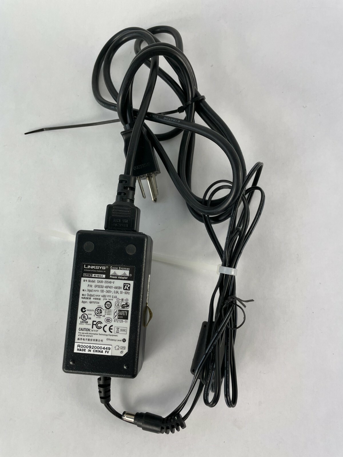 Genuine Linksys Adapter SA06-20S48-V Output 48 V 0.4 A Power Supply Adapter A80