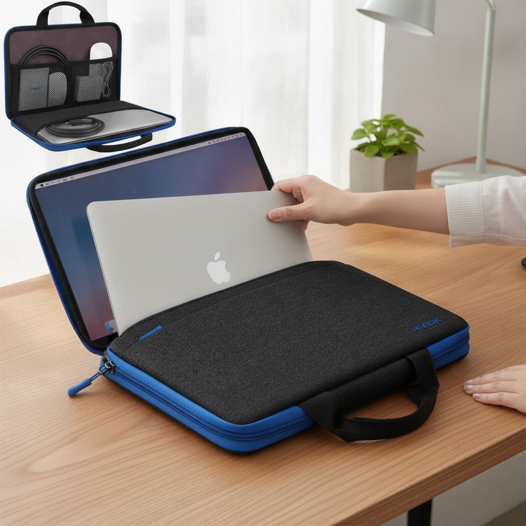 Protective Laptop Sleeve 13-14 Inch with Accessory Pocket - Elegant Design