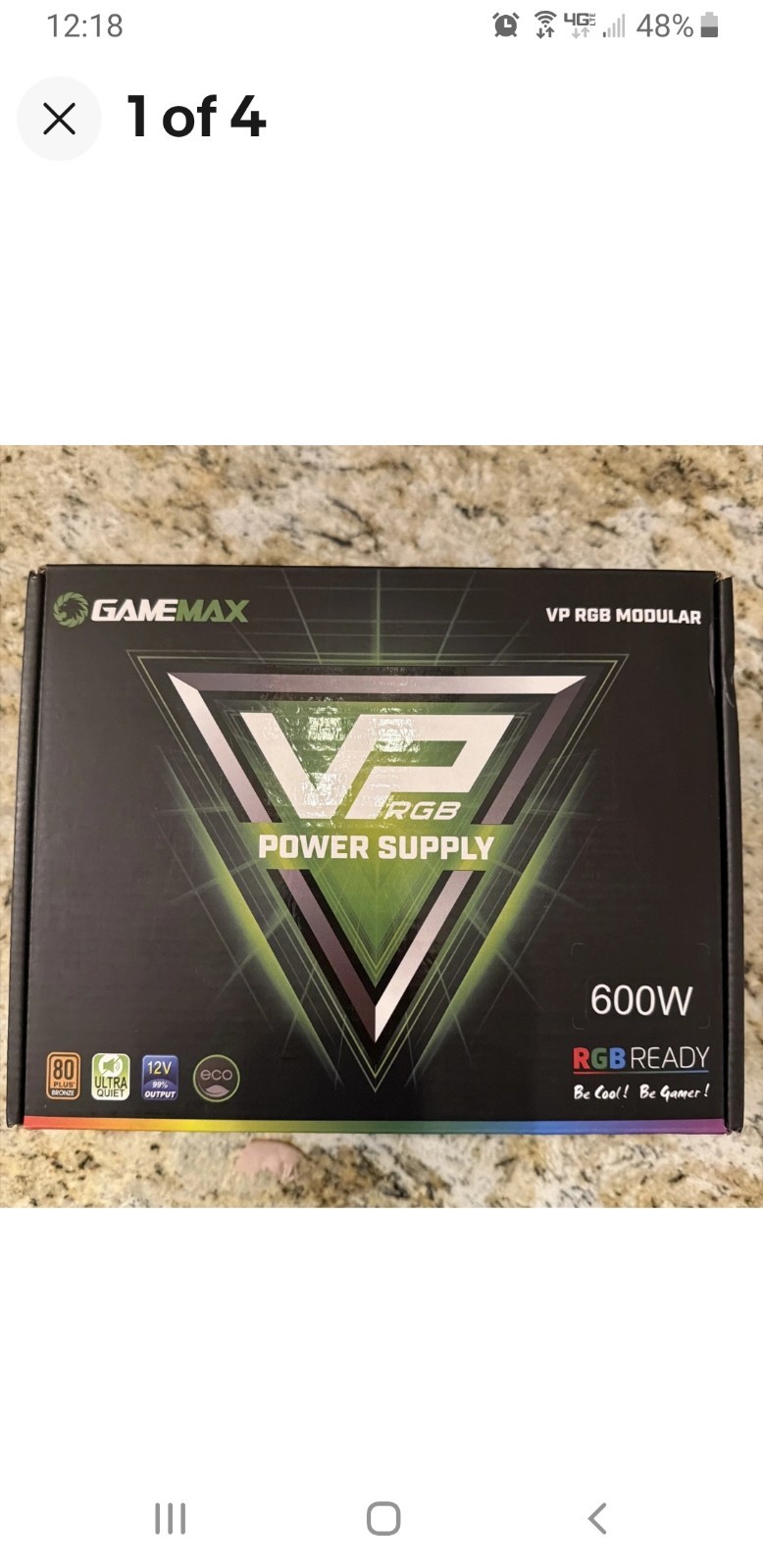 New Power Supply 600W Semi Modular 80+ Bronze, GAMEMAX VP-600-M-RGB