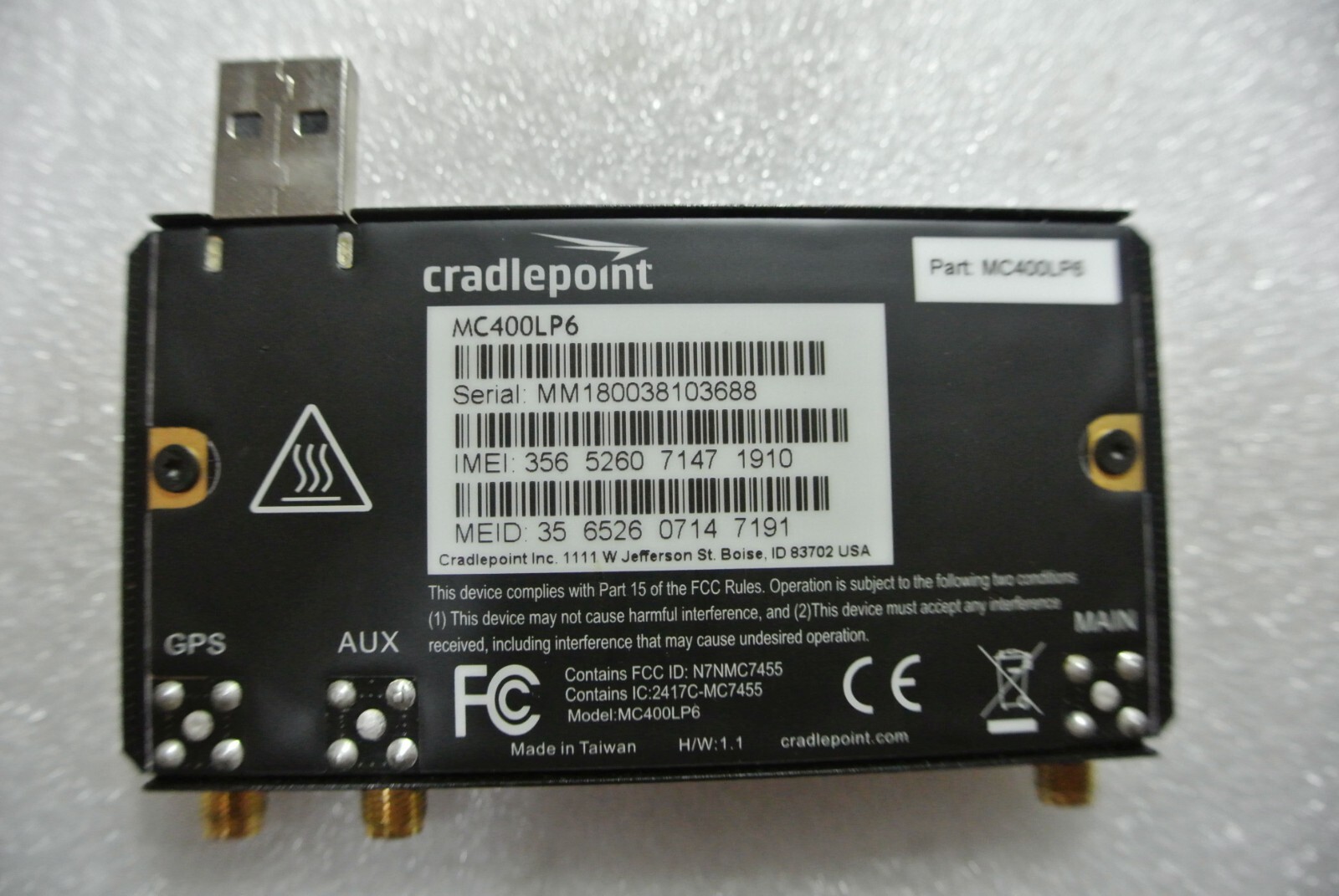 Cradlepoint Modem MC400LP6 4G LTE CAT 6 AT&T/Verizon/T-Mobile