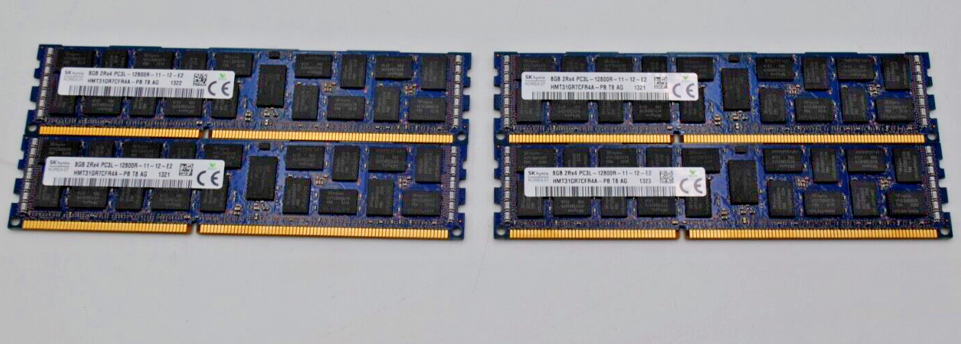 32GB (4x8GB) PC3L-12800R DDR3-1600MHz 2Rx4 Reg ECC Hynix HMT31GR7CFR4A-PB
