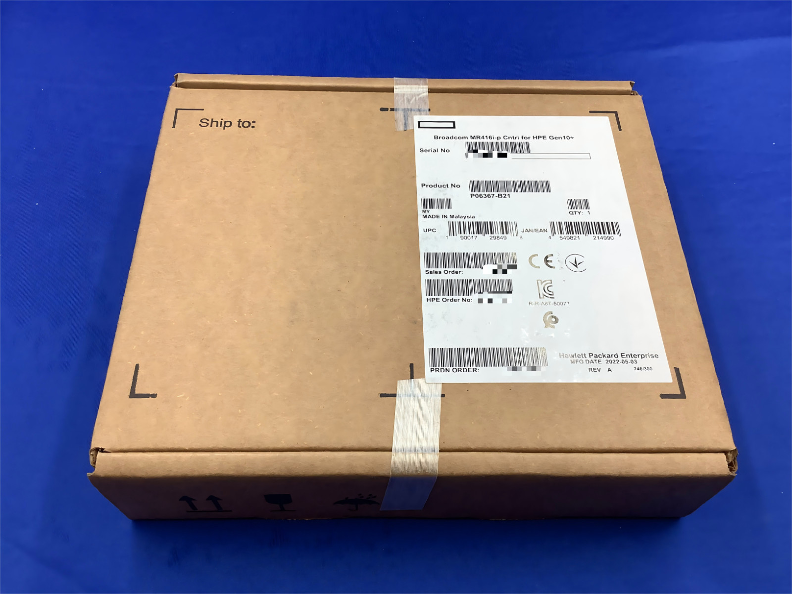P06367-B21 HPE MR416I-P GEN10 PLUS X16 LANES 4GB CACHE NVME/SAS 12G CONTROLLER