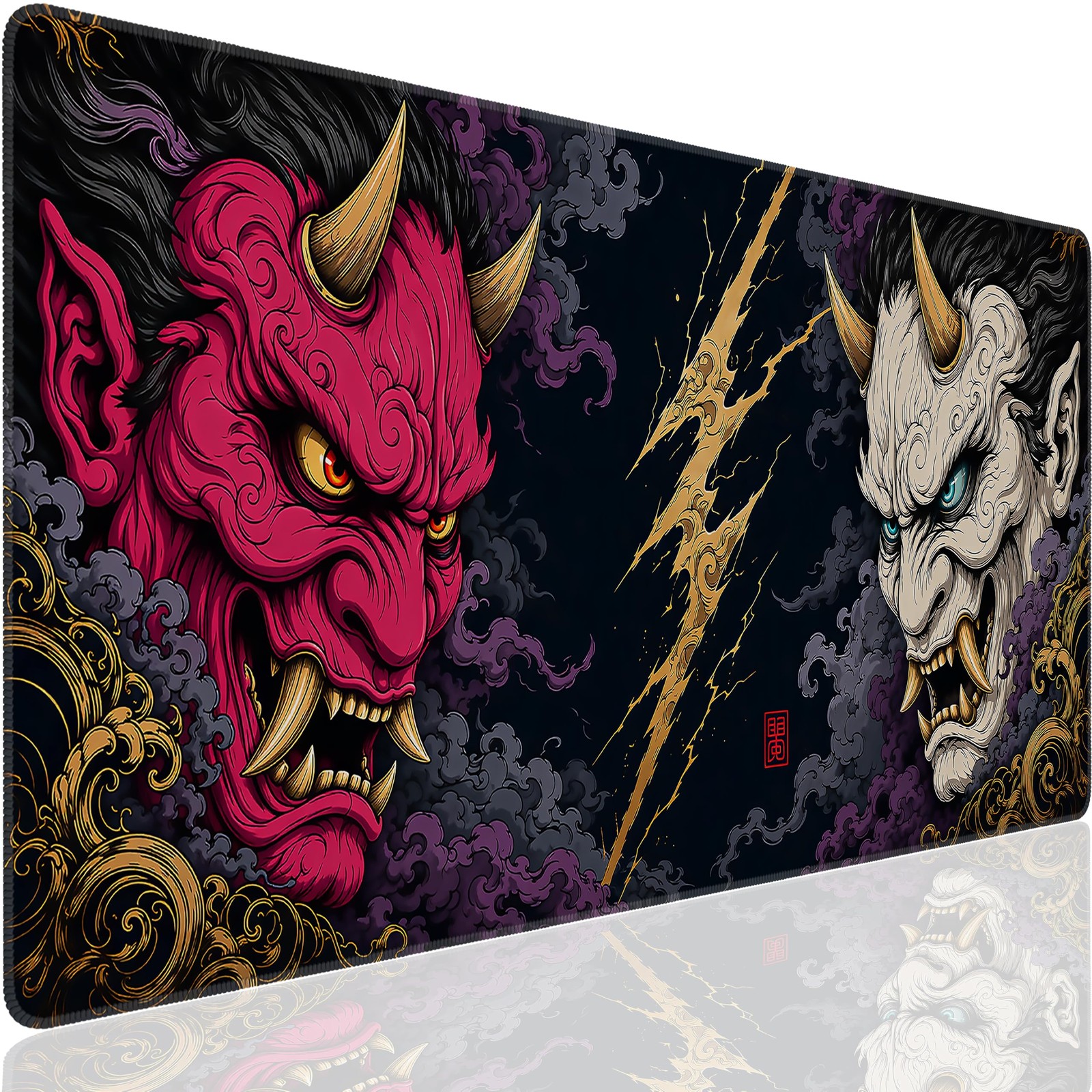 CFMSFKEJI Large Gaming Mouse Pad, Japanese Demon 35.4L x 15.7W inches