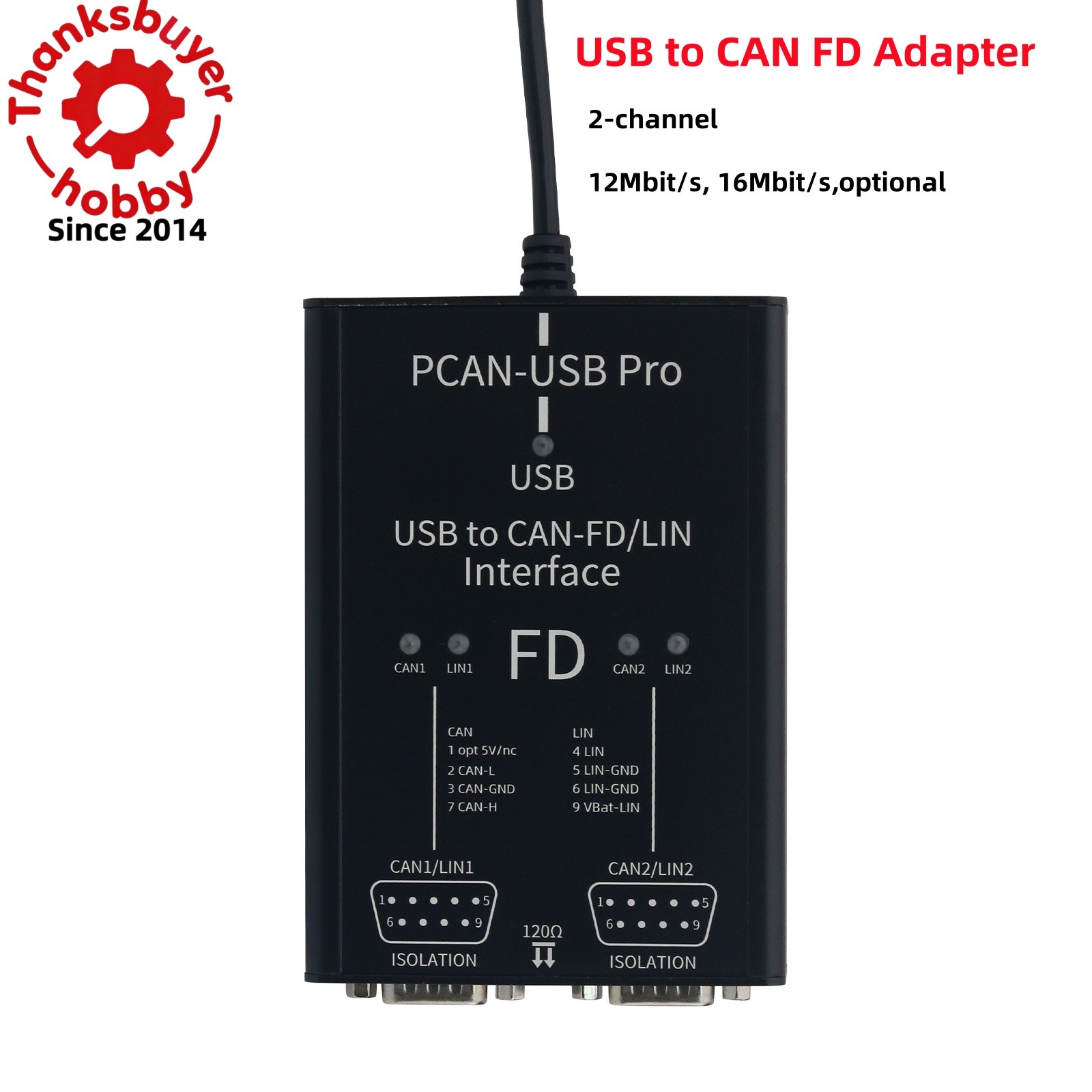 PCAN-USB Pro PCAN FD Pro 2CH 12Mbit/s 16Mbit/s Adapter For IPEH-004061