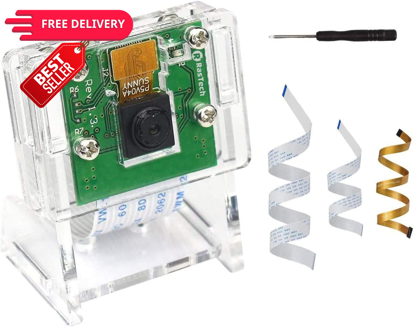 RasTech for Raspberry Pi Camera Module 5MP 1080p OV5647 Webcam Small, Clear