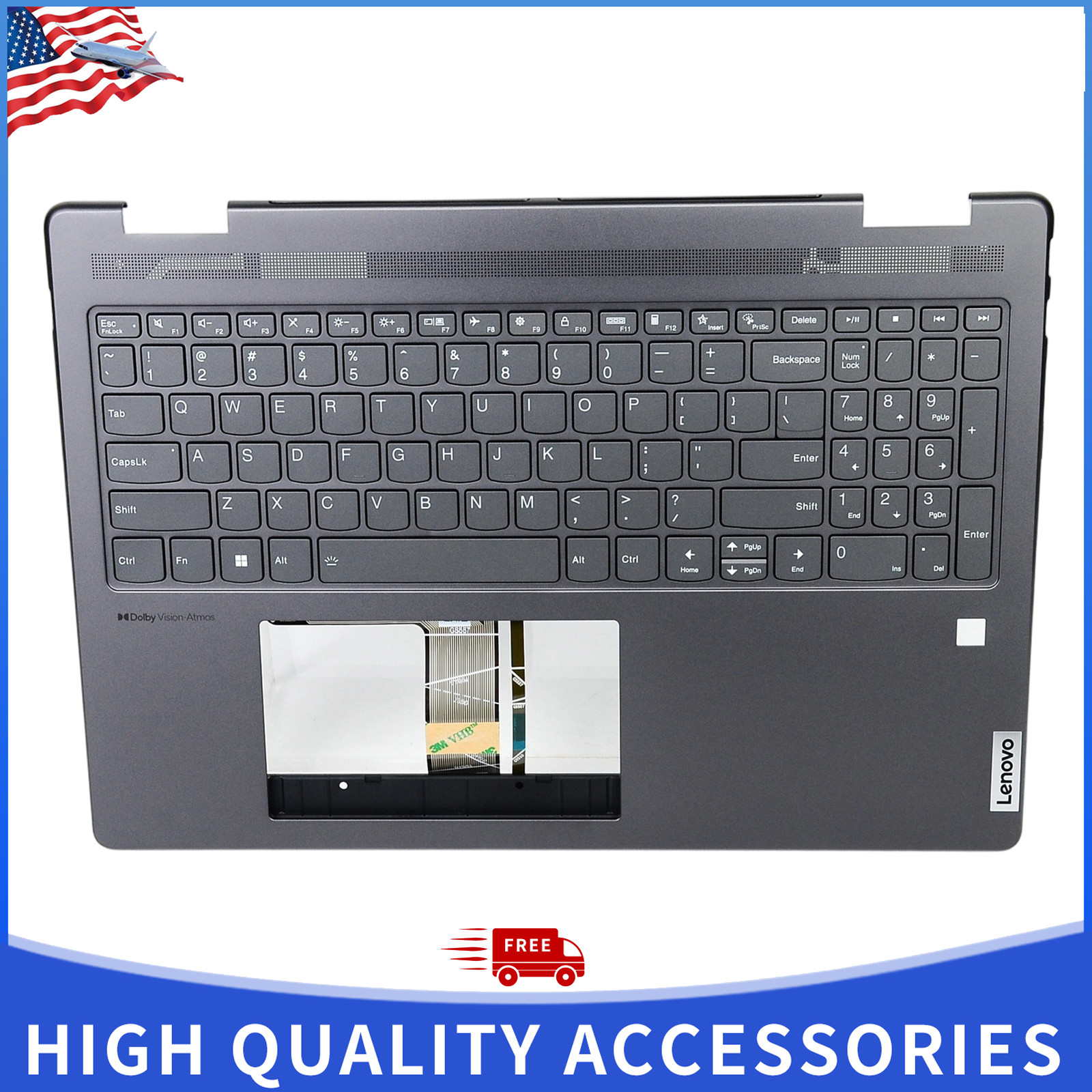 New Palmrest Keyboard for Lenovo Yoga 7 16 ARP8 83BS Arctic Grey HQ207220BR000