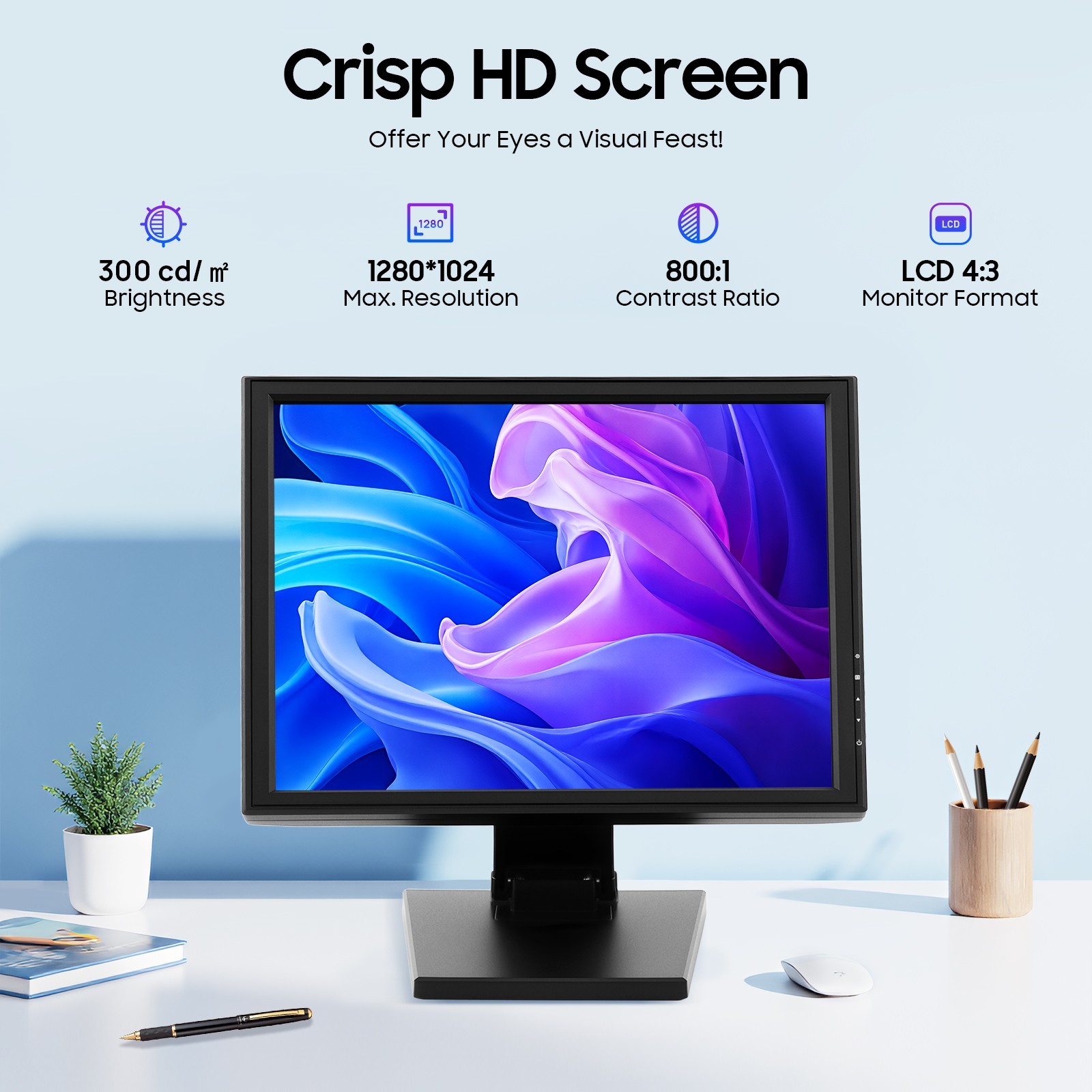 17 Inch LCD Countertop Touchscreen Monitor Adjustable Display Monitor 1280*1024